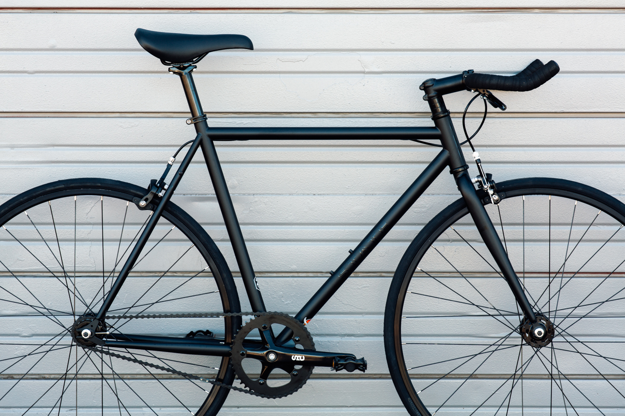 matte black single speed bike