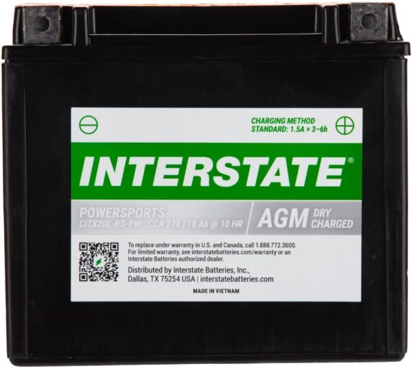 Interstate Batteries YTX14-BS 12V 12Ah Powersports Battery 200CCA AGM Rechargeable Replacement for Motorcycles, ATVs, UTVs, Scooters, Snowmobiles (CYTX14-BS) - Image 9