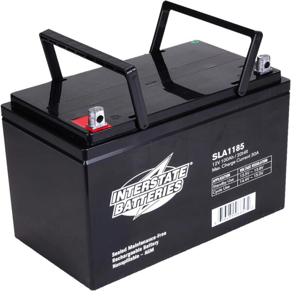 Interstate Batteries 12V 100Ah 90Ah Solar Battery - Group 27, Flag Terminal, SLA AGM VRLA Power Patrol, Rechargeable Replacement for Solar, Universal Power Systems, Lighting...