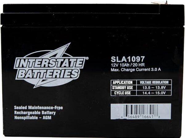 Interstate Batteries 12V 10Ah Battery (F2 Terminal) SLA AGM VRLA Rechargeable Replacement for General Purpose, Universal Power, Home & Office Devices (SLA1097)