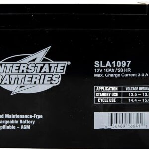 Interstate Batteries 12V 10Ah Battery (F2 Terminal) SLA AGM VRLA Rechargeable Replacement for General Purpose, Universal Power, Home & Office Devices (SLA1097)