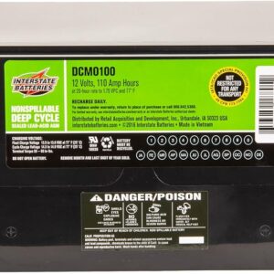 Interstate Batteries 12V 110 AH SLA/AGM Deep Cycle Battery for Solar, Wind, and RV Applications - Insert Terminals (DCM0100)