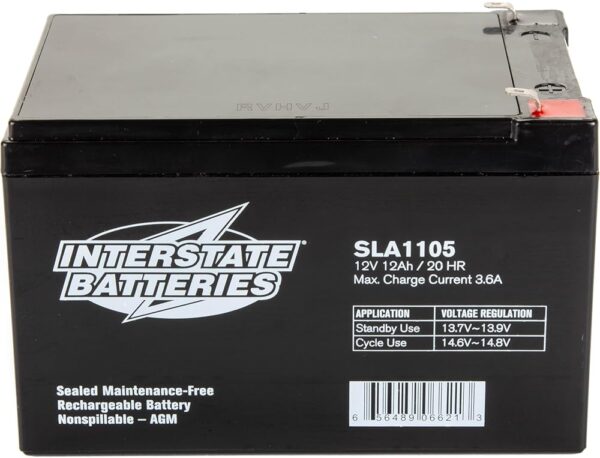 Interstate Batteries 12V 12Ah Battery (F1 Terminal) SLA AGM VRLA Rechargeable Replacement for APC, UPS Backup Systems, Emergency Lighting, Medical Devices, General Purpose...