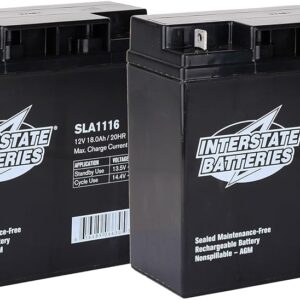 Interstate Batteries 12V 18Ah Battery (2-Count) (Nut & Bolt Terminal) SLA AGM VRLA Rechargeable Replacement for Solar Power, Generators, Medical Devices, Fences (SLA1116)