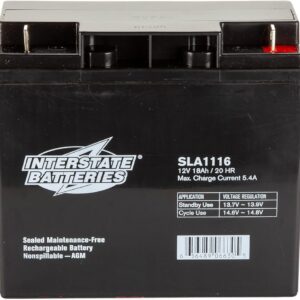 Interstate Batteries 12V 18Ah Battery (Nut & Bolt Terminal) SLA AGM VRLA Rechargeable Replacement for Solar Power, Generators, Medical Devices, Fences (SLA1116)