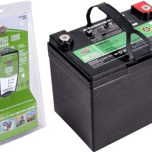 Interstate Batteries 12V 35Ah Deep Cycle Battery & Battery Trickle Charger 12v 1.0 Amp (SLA) Sealed Lead Acid Battery (AGM) Insert Terminals (DCM0035)