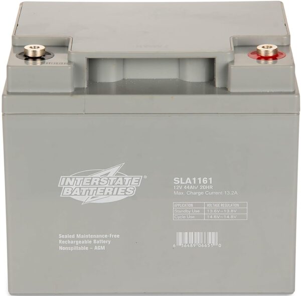 Interstate Batteries 12V 44Ah Battery (Insert Terminal) SLA AGM VRLA Rechargeable Replacement for UPS Backup Power, Fire & Security, Emergency Lighting (SLA1161)