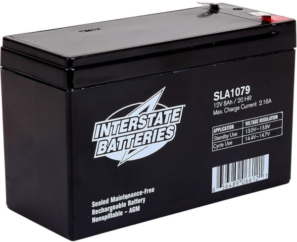 Interstate Batteries 12V 8Ah Battery (SLA1079) Rechargeable SLA, AGM Replacement Battery for UPS Backup Power Systems, APC Smart-UPS Series, Alpha Technology, Medical Devices...