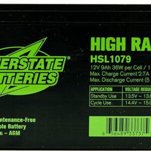 Interstate Batteries 12V 9Ah High Rate Battery (F2 Terminal) SLA AGM VRLA Rechargeable Replacement for APC Smart-UPS, UPS Back Up Systems, Security, Medical Devices (HSL1079)