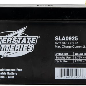 Interstate Batteries 6V 7Ah Battery (F1 Terminal) SLA AGM VRLA Rechargeable Replacement for Electric Fences, UPS Backup Systems, Solar, Medical Devices (SLA0925)