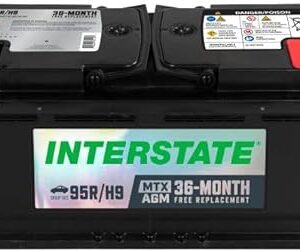 Interstate Batteries Automotive Battery 12V 100Ah (Group Size H9, 95R) 950CCA SLI AGM Automobile Replacement Battery for Cars, SUVs, Sedans, Trucks (MTX-95R/H9)