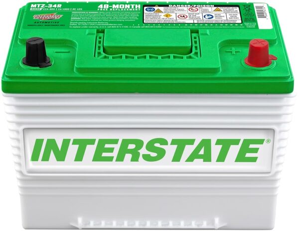 Interstate Batteries Automotive Battery 12V 63Ah (Group 34R) 800CCA SLI Pure Lead AGM Automobile Replacement Battery for Cars, Jeeps, SUVs, Trucks, Vans (MTZ-34R)