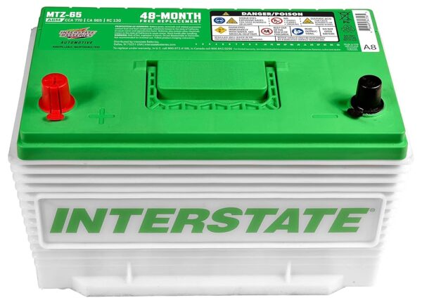 Interstate Batteries Automotive Battery 12V 65Ah 770CCA (MTZ-65) Automobile SLI AGM Starting Replacement Battery (Group Size 65) Cars, SUVs, Sedans, Trucks