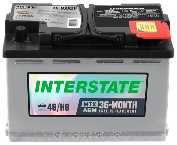 Interstate Batteries Automotive Battery 12V 70Ah (Group Size 48, H6) 760CCA SLI AGM Automobile Replacement Battery for Cars, SUVs, Trucks (MTX-48/H6)