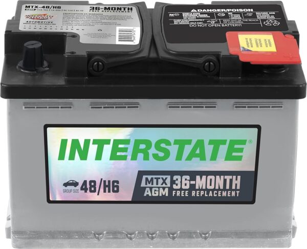 Interstate Batteries Automotive Battery 12V 70Ah (Group Size H6, 48) 760CCA SLI AGM Automobile Replacement Battery for Cars, SUVs, Sedans, Trucks (MTX-48/H6)