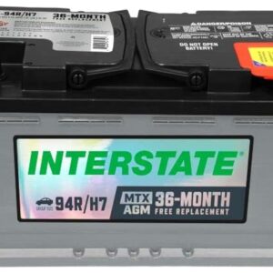 Interstate Batteries Automotive Battery 12V 80Ah (Group Size H7, 94R) 850CCA SLI AGM Automobile Replacement Battery for Cars, SUVs, Sedans, Trucks (MTX-94R/H7)