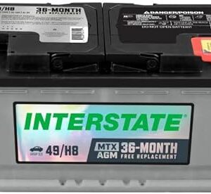 Interstate Batteries Automotive Battery 12V 95Ah (Group Size H8, 49) 900CCA SLI AGM Automobile Replacement Battery for Cars, SUVs, Sedans, Trucks (MTX-49/H8)