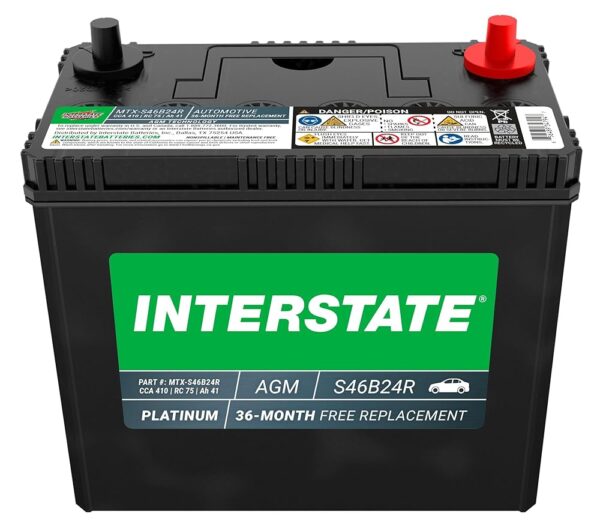 Interstate Batteries Group S46B24R AGM Car Battery Replacement (MTX-S46B24R) 12V, 410 CCA, 36 Month Warranty, Replacement Automotive Battery for Cars