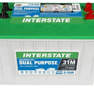 Interstate Batteries Marine/RV Battery 12V 100Ah 925CCA (31M-AGM) Dual Purpose Power Pure Lead AGM RV & Marine Starting Replacement Battery (Group Size 31M) Boats, RV's