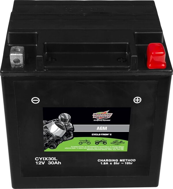 Interstate Batteries YIX30L-BS 12V 30Ah Powersports Battery 385CCA High-Performance AGM Rechargeable Replacement for Harley, Polaris, BMW Motorcycles, ATVs, UTVs, Snowmobiles...