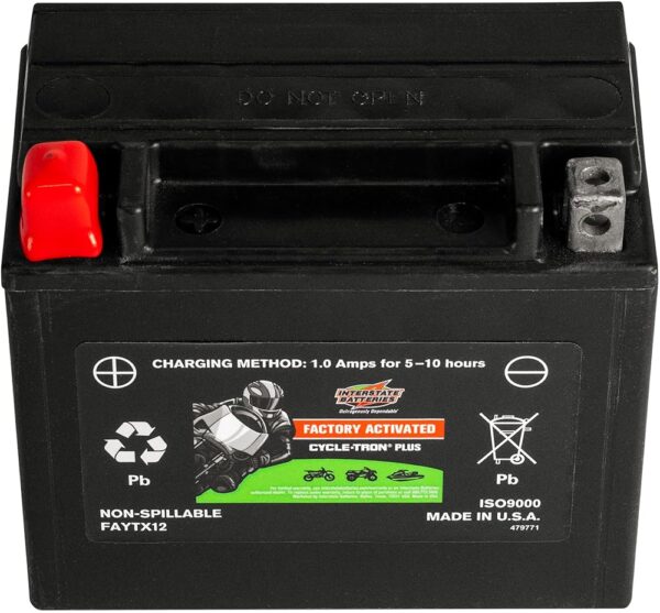 Interstate Batteries YTX12 12V 10Ah Powersports Battery 180CCA Factory Activated SLA AGM Rechargeable Replacement for Honda, Kawasaki, Motorcycles, Scooters, Bikes, ATVs, UTVs...