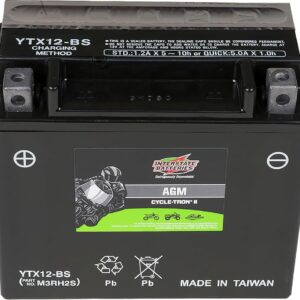 Interstate Batteries YTX12-BS 12V 10Ah Powersports Battery 180CCA AGM Rechargeable Replacement for Honda, Kawasaki, Suzuki Motorcycles, Scooters, Bikes, ATVs, UTVs (CYTX12-BS)