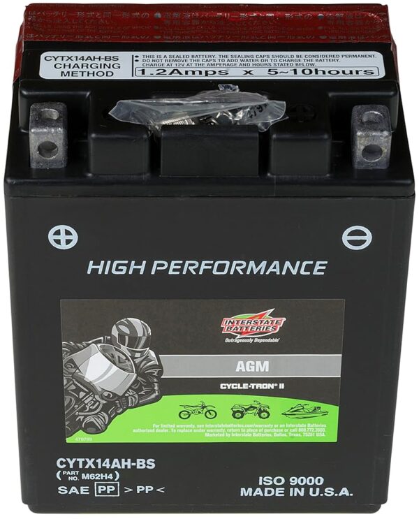 Interstate Batteries YTX14AH-BS 12V 12Ah Powersports Battery 210CCA High-Performance AGM Rechargeable Replacement for Kawasaki, Polaris, Yamaha ATVs, UTVs, Snowmobiles,...