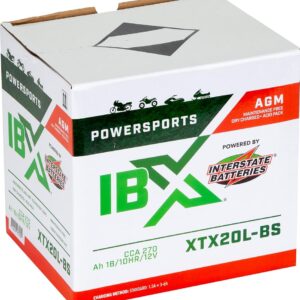 Interstate Batteries YTX20L-BS 12V 18Ah Powersports Battery 270CCA AGM Rechargeable Replacement for Motorcycles, ATVs, Jet Skis, Snowmobiles, UTVs (XTX20L-BS)