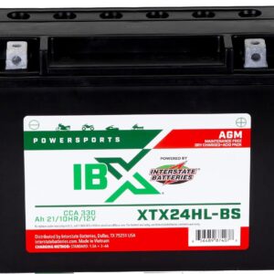 Interstate Batteries YTX24HL-BS 12V 21Ah Powersports Battery 330CCA AGM Rechargeable Replacement Battery for Arctic Cat, BRP, Yamaha, Snowmobiles, Motorcycles, ATVs, UTVs...