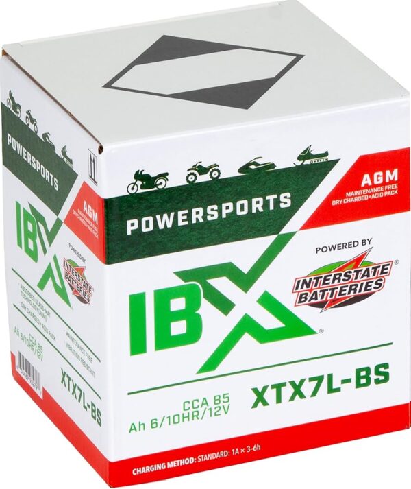 Interstate Batteries YTX7L-BS 12V 6Ah Powersports Battery 85CCA AGM Rechargeable Replacement for Honda, Suzuki, Piaggio Motorcycles, ATVs, Scooters, Snowmobiles (XTX7L-BS)