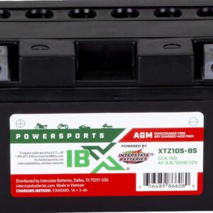 Interstate Batteries YTZ10S-BS 12V 8.6Ah Powersports Battery 150CCA AGM Rechargeable Replacement for BMW, Honda, Kawasaki, Yamaha, ATVs, Motorcycles, Scooters (XTZ10S-BS)