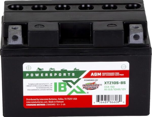 Interstate Batteries YTZ10S-BS 12V 8.6Ah Powersports Battery 150CCA AGM Rechargeable Replacement for BMW, Honda, Kawasaki, Yamaha, ATVs, Motorcycles, Scooters (XTZ10S-BS)