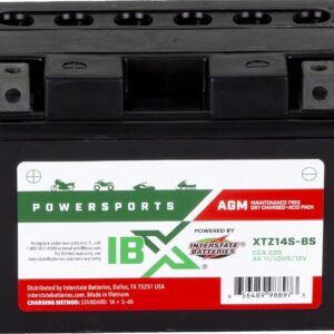 Interstate Batteries YTZ14S-BS 12V 11Ah Powersports Battery 220CCA AGM Rechargeable Replacement for Motorcycles, Scooters, BMW Honda Suzuki Yamaha KTM (XTZ14S-BS)