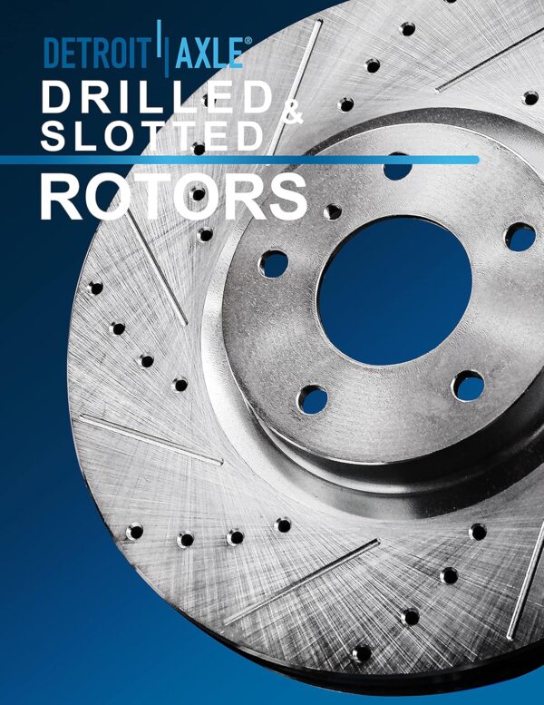 Detroit Axle - Brake Kit for 2011-2016 Hyundai Elantra, 2012-16 Veloster, 2014-16 Kia Forte Drilled & Slotted Brake Rotors Ceramic Brakes Pads 2013 2015 Replacement: 11.02" inch... - Image 8