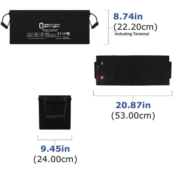 ML4D -12 Volt 200 AH, Internal Thread (INT) Terminal, Rechargeable SLA AGM Battery - Image 2