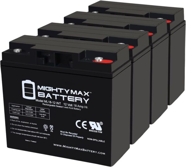 Mighty Max Battery 12V 18AH SLA INT Replacement Battery for Baoshi 6-DZM-20 6DZM20-4 Pack