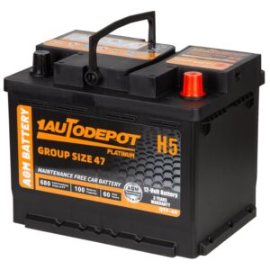 BCI Group 47 Car Battery, 12V 60Ah Size H5 Automotive Battery Premium Maintenance Free AGM Batteries, 680CCA, 100RC
