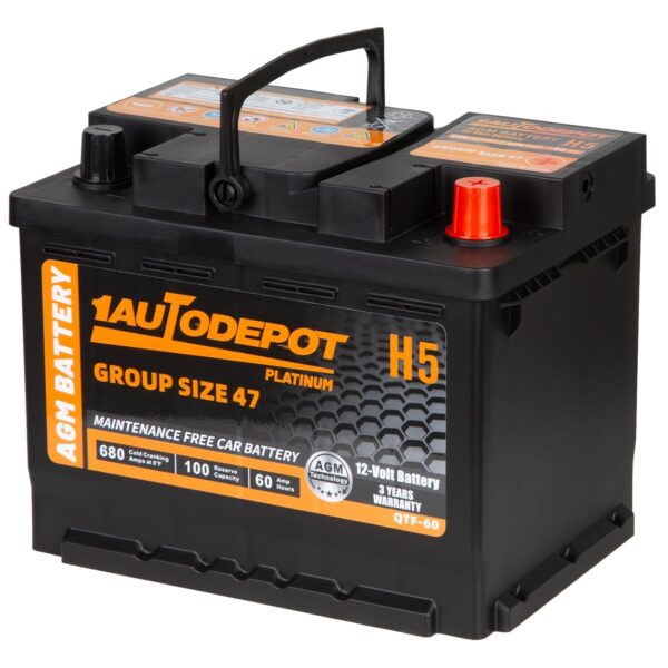 BCI Group 47 Car Battery, 12V 60Ah Size H5 Automotive Battery Premium Maintenance Free AGM Batteries, 680CCA, 100RC