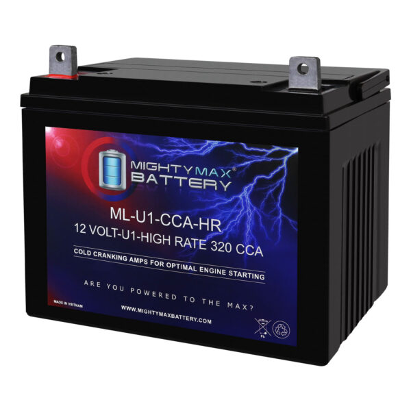 ML-U1-CCAHR -12 Volt, 320 CCA, Nut and Bolt (NB) Terminal, Rechargeable SLA AGM Battery