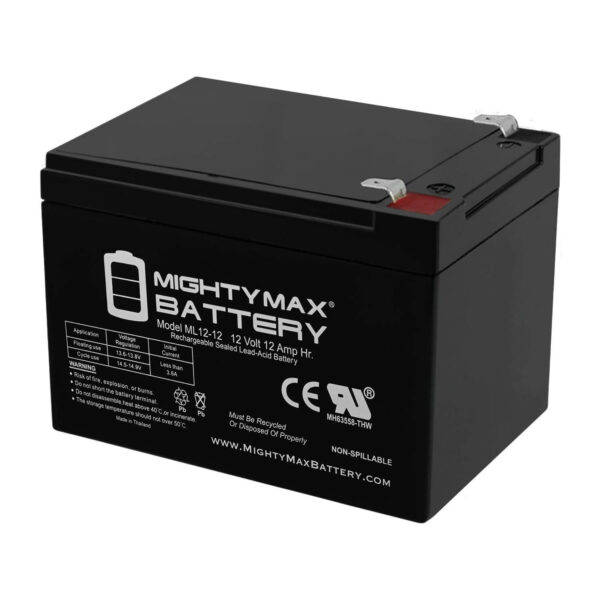 ML12-12 - 12 Volt 12 AH SLA Battery Brand Product, Black