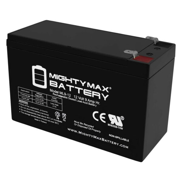ML9-12 - 12 Volt 9 AH, F2 Terminal, Rechargeable SLA AGM Battery