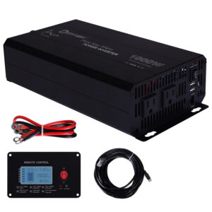 12V 1000W Pure Sine Wave Inverter With Wired LCD Remote Control, 12V DC to 120V AC Power Converter with 2 AC Power Outlets 2 USB Outlets for RV, Off Grid Solar, Boats, Camping