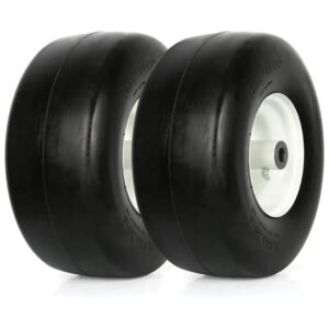 13x6.50-6 Flat Free Lawn Tire with Rim, 5.5" Centered Hub, 3/4" Bushing, 13x6.5-6 Mower Tractor Turf Tire, 450lbs Capacity, Set of 2