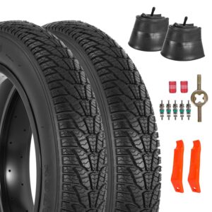 2-Pack 20x4.0 Fat Bike Tire, 20 Inch Mountain Bike Tires & Tubes Set, Folding Replacement Bicycle Tires with Tire Levers for Off-Road Bike, Ebike