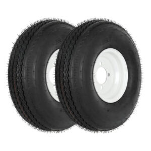 5.70-8 Bias Trailer Tire with 8" White Wheel - 4 on 4" - Load Range C (2-PACK)