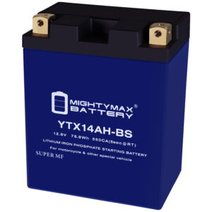 Mighty Max Battery YTX14AH-BS LIFEPO4 - 12 Volt 12 AH, 400 CCA, Lithium Iron Phosphate (LiFePO4) Battery