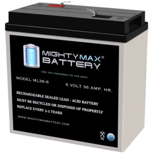 ML36-6 - 6 Volt 36 AH, F2 Terminal, Rechargeable SLA AGM Battery