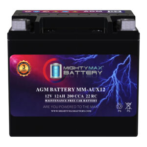 MM-AUX12 Auxiliary Battery 12V 12Ah, 22RC, 200 CCA Rechargeable AGM Car Battery