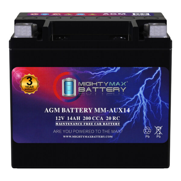 MM-AUX14 Auxiliary Battery 12V 14Ah, 20RC, 200 CCA Rechargeable AGM Car Battery