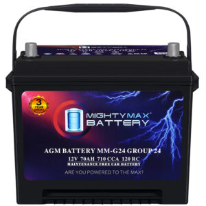 MM-G24 Start and Stop Car BCI Group Size 24 12V 70Ah, 120RC, 710 CCA Rechargeable AGM Car battery